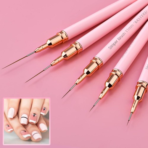 Versatile 6-Piece Nail Art Brush Set with Pink Handles for Ultimate Precision - Picture 7 of 9