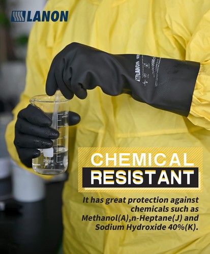 LANON Chemikalienbeständige Gummihandschuhe Wiederverwendbare Schwere Arbeits... - Bild 2 von 8