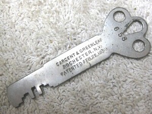Antique rare Sargent and Greenleaf flat steel skelton key