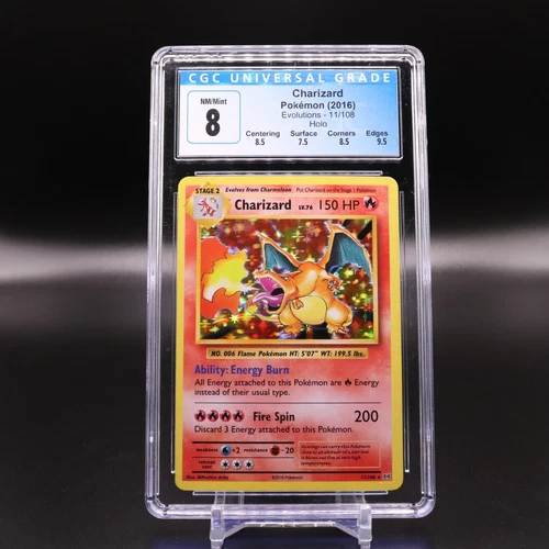 Pokemon - Charizard V  11/108 Evolutions - 2016 Evolutions- CGC 8 with subgrades