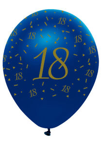 6 Navy & Gold Geode Age 18/18th Birthday Party  Latex Balloons 