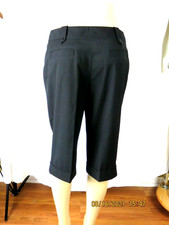 NINE WEST SZ 8 Polyes/Rayon/Spand Black Woven Bermuda Cuff Dress Pants