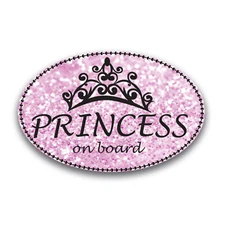 Princess On Board Pink Oval Magnet Decal, 4x6 Inches, Automotive Magnet