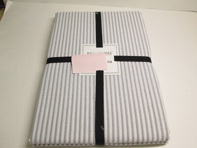 New Rich Home Cotton Tablecloth 70'' Round Gray Grey and White Stripe New