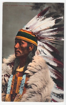 Indianer Cheyenne Häuptling Standing Wolf,Native American Indian Chief ~1915