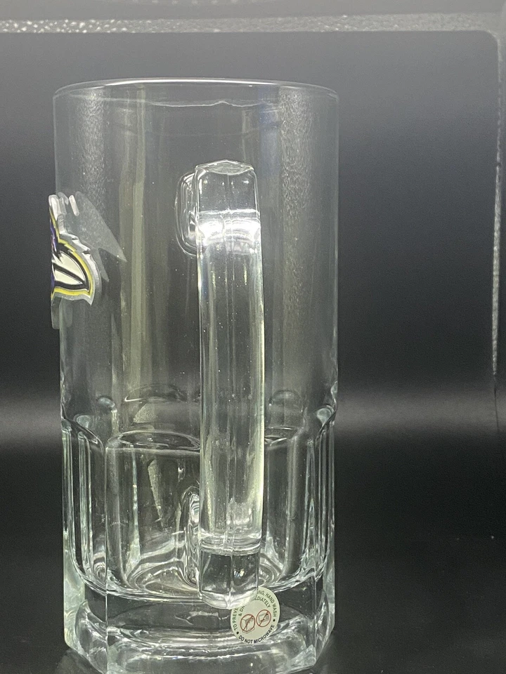 Caneca de cerveja Baltimore Ravens vidro grande decalque de metal licenciado pela NFL - nunca usado🍺 - Imagem 2 de 4