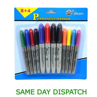 Permanent Marker Stifte Multipack Kugelschreiber Farben feine Linie 8+4er Pack Neu