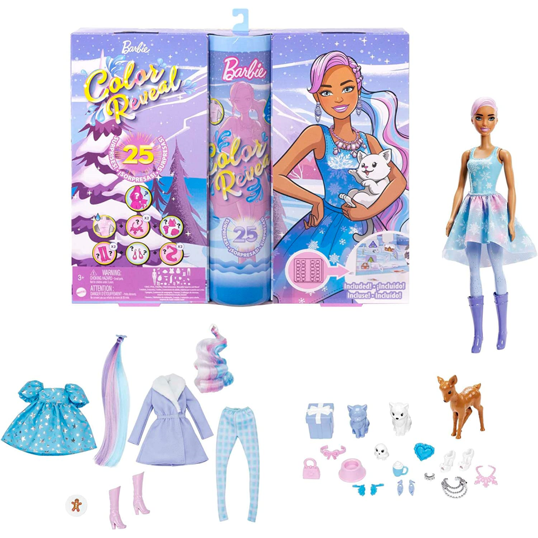 Barbie Color Reveal Advent Calendar 1 Color Reveal Doll & 25 Surprises and More