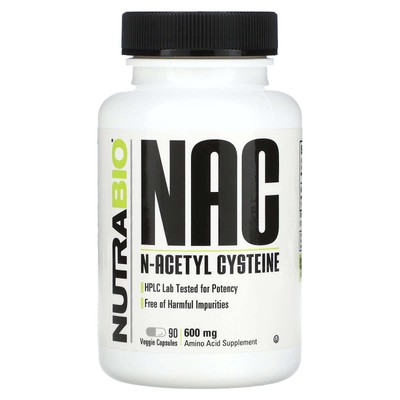 2 X Nutrabio Labs, NAC N-Acetyl Cysteine, 600 mg, 90 Veggie Capsules