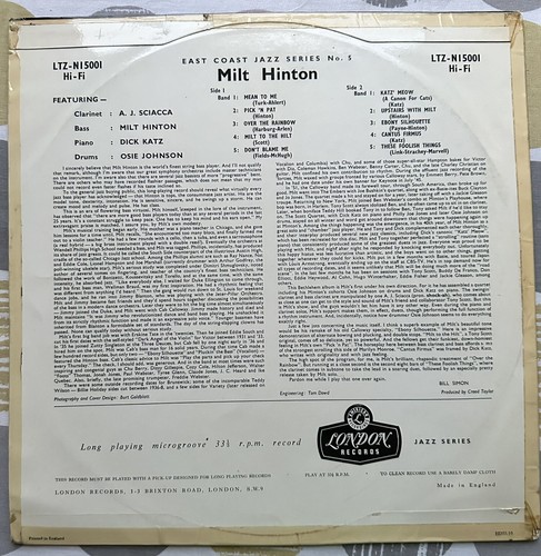 Milt Hinton – East Coast Jazz/5 London Records – LTZ N15001 Original U.K. 1955 - Picture 4 of 8