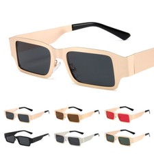 Small Rectangle Sunglasses for Women Men Hippie Metal Frame Retro Sun Glasses