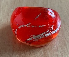 Unikat - Glasring rot-silber Größe 56 ( NEU )