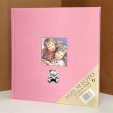 Album fotografico porta foto vari formati Battesimo argento 30 fogli 31x31  rosa