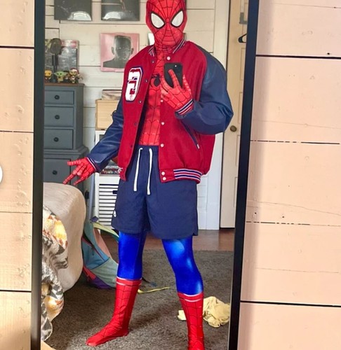 US Peter Parker Spider Suit Spiderverse Red and Blue Costume Detached Mask Gifts - Picture 4 of 15