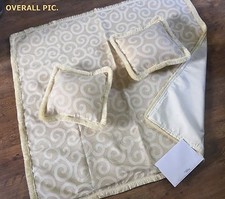 CREAM COTTON SINGLE BEDSPREAD, THROW OVER, BED RUNNER 54" X 57" + 2 CUSHIONS