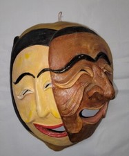 VTG Asain Paper Mache Two Face Hand Made Mask
