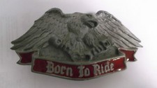 Born To Ride Eagle And Pistons Belt Buckle Pewter Novelty New Motorcycle