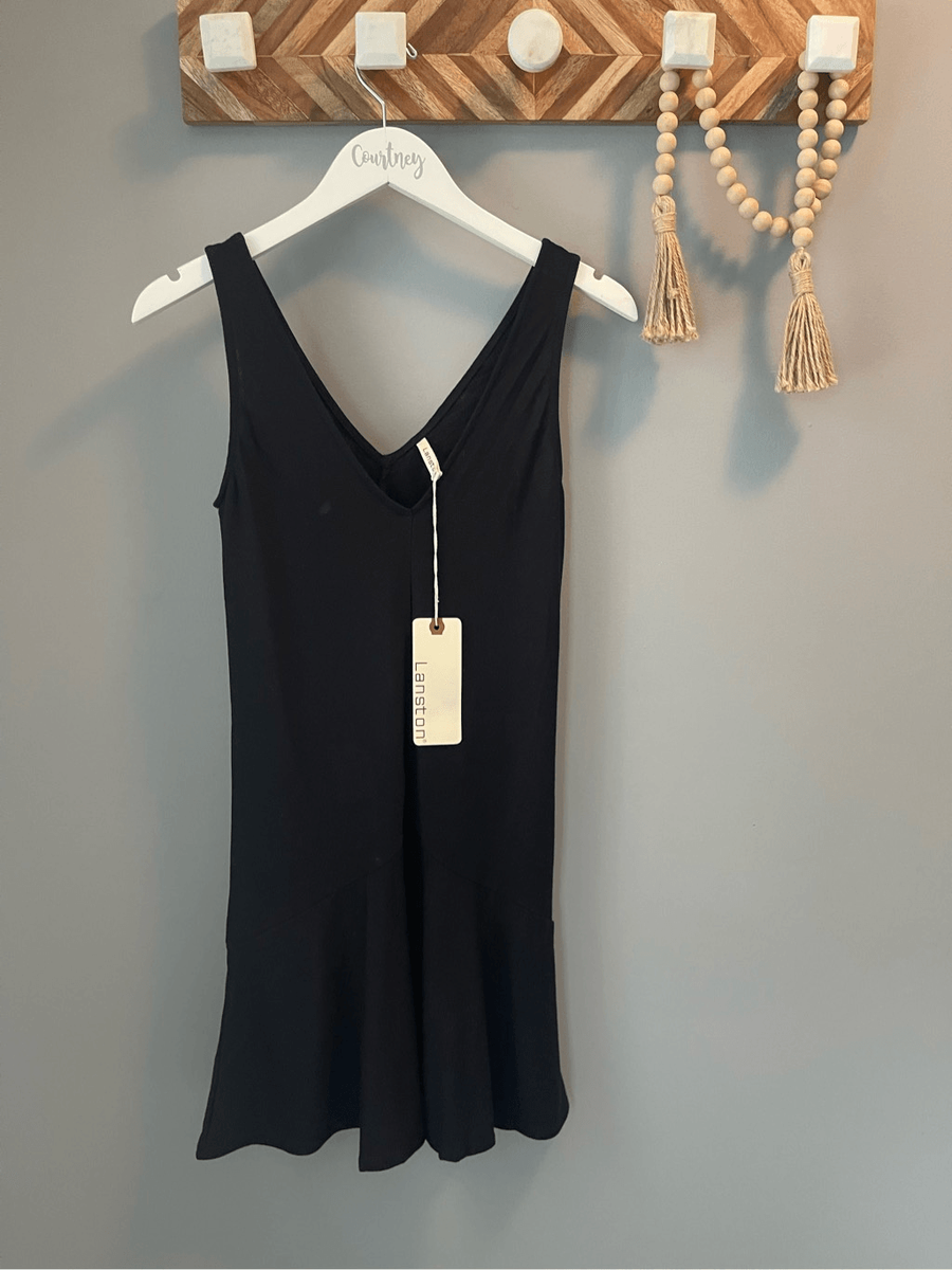NWT Langston black v neck dress with flared bottom Size XS | eBay