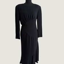 Vtg Valentino Boutique Black Silk Dress Made in Italy Sz10 Asymmetrical flatters