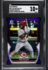 2023 Bowman Chrome 1st CAM COLLIER PURPLE REFRACTOR/250 REDS SGC 10 GEM MINT