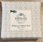Nip Patina Vie King Percale Cotton Sheet Set Blue Floral Emmaline Deep Pocket