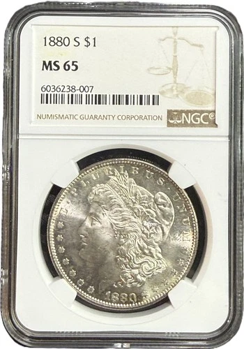 1880-S Morgan Silver Dollar $1 NGC MS65 Brilliant Gem San Francisco Mint