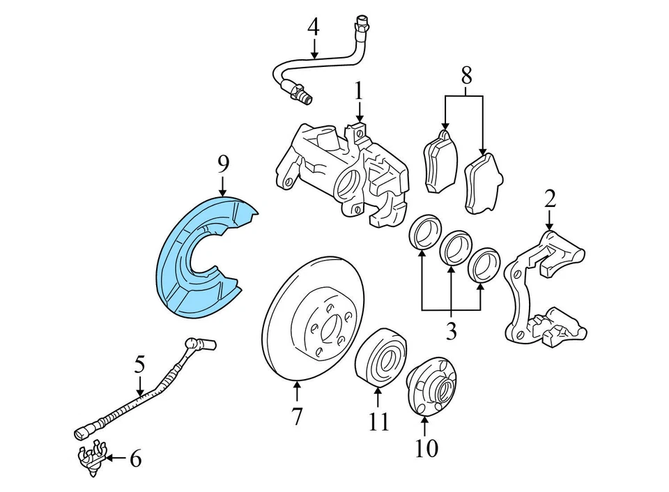 AUDI A8 QUATTRO 2000-2002 4,2 L - Freno trasero izquierdo protector contra salpicaduras Foto 3 de 4