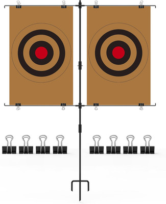 Adjustable Paper Target Stand with 8 Metal Clips for Shooting Ranges
