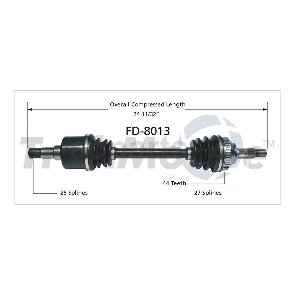2 передних шарнирных вала оси TrakMotive CV подходят для Ford Contour 2,5 л 1995 - Изображение 4 из 4