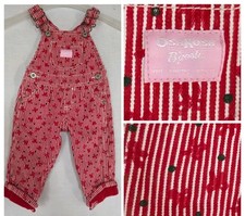 Vtg Oshkosh B'gosh Christmas Bows Red  White Hickory Striped Overalls 6 Months