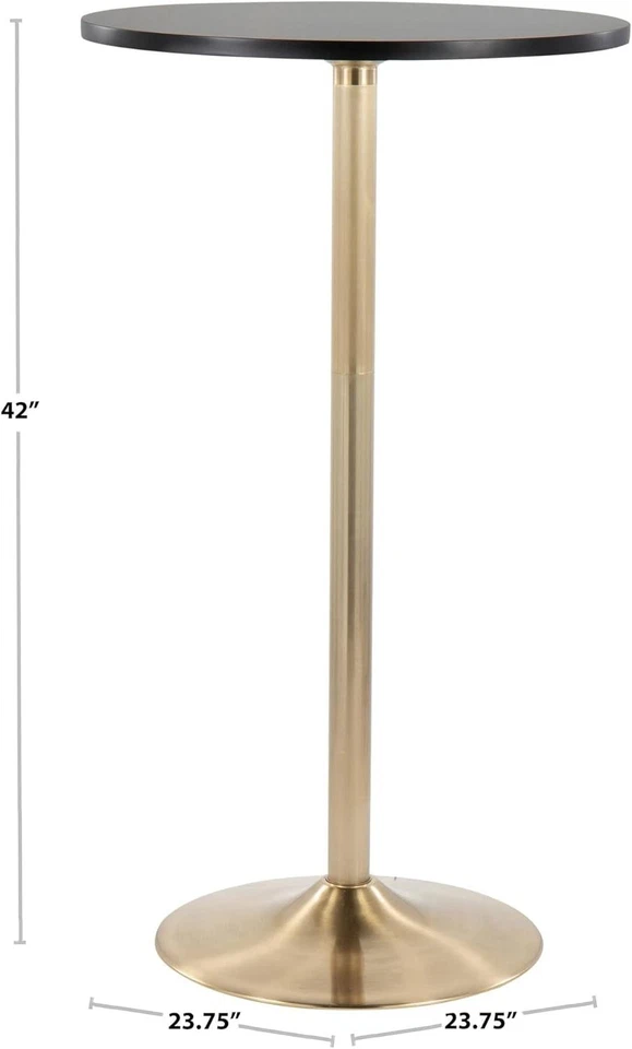 New Modern Dining Bar Table Furniture Pebble Adjustable Gold Metal Wood Black - Изображение 4 из 4