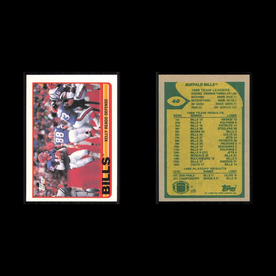 Bills Team Leaders (Kelly Reads Defense) #40 1989 Topps Buffalo Bills Football - Image 3 of 3