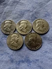 Lot of (5) Franklin Silver Half Dollars (3 each 1963, 2 each 1963 D)