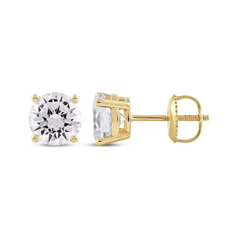 1 Ct Round Cut VS1/E Certified Lab Grown Diamond Stud Earrings 14k Yellow Gold - Image 2 of 4