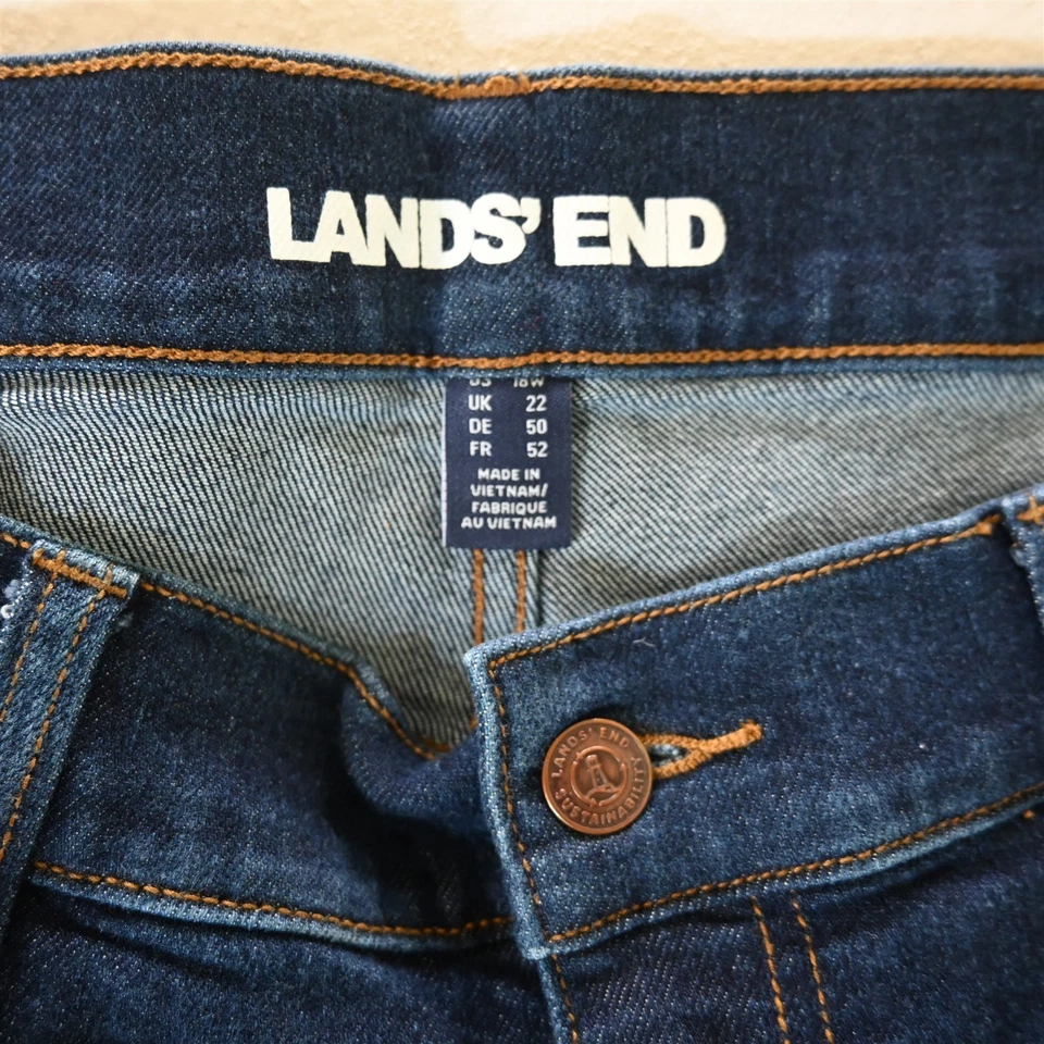 Lote 2 NUEVOS Jeans Land's End 18W Tiro Alto Recto Enjuague Elastizados Para Mujer Foto 3 de 4