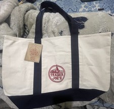 Trader Joe  s "Large" Canvas Limited Release Tote Bag Navy-NEW w/TAGS