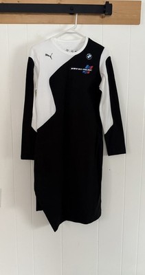 Puma BMW Motorsport Street Dress Womens Med Black White Long Pullover Racing BMW