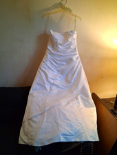 Allure Bridals Strapless White Satin A-Line Full-Length Dress 14 T8076