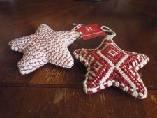 5" Star Christmas Hanging Ornaments - Red White - LOT of 2 - New