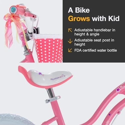 RoyalBaby Girls Bike EZ Bike Stargirl Training Free Balance, Size:12-20 Inch - Image 4 of 4