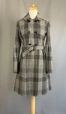 Ted Baker  Vintage Tweed Wool Check Trench Coat Size UK 10