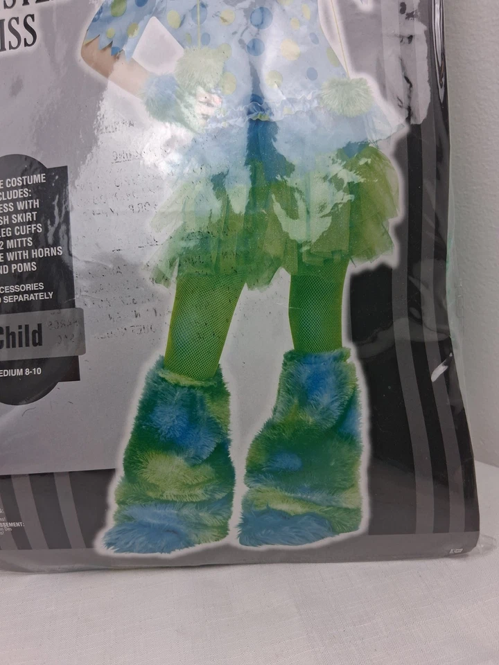 Disfraz Monster Miss Niño Talla Mediana 8-10 Halloween Lindo Verde Azul Foto 4 de 4
