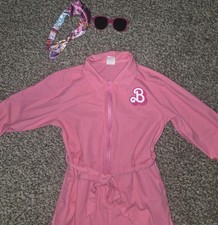 Barbie The Movie Halloween Costume Pink Jumpsuit Size L 12-14 Youth 100 Cotton