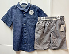 Eddie Bauer Boys 2-Piece Stretch Button Up Shirt  Shorts Set - Gray - Sz 8- NWT