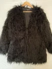 LanShiFei Faux Fur Shaggy Jacket Black Size Medium