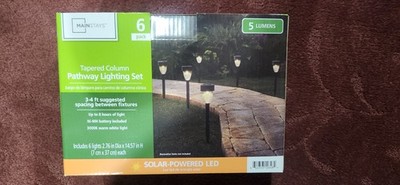 Solar Powered Black Classic Column Pathway and Landscape LED Lights 6, 5 Lumens