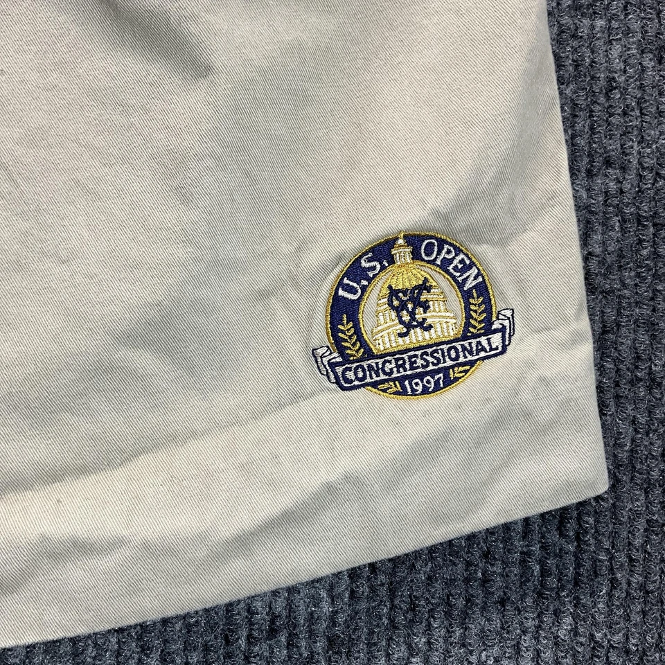Pantalones Cortos De Colección Izod Club Para Hombres 42 Caqui US Open Congreso 1997 Golf Años 90 Foto 2 de 4