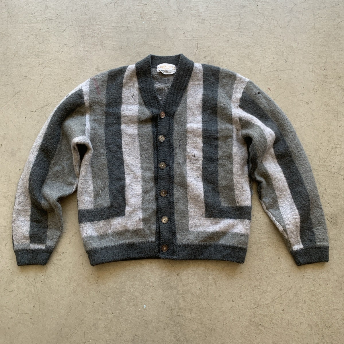 Vintage 50s 60s Mohair Striped Cardigan Robertson's S Grunge
