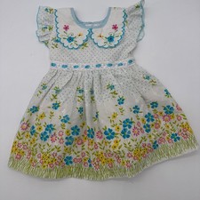 Baby Floral Dress 0/3 Months 40cm White Blue Floral