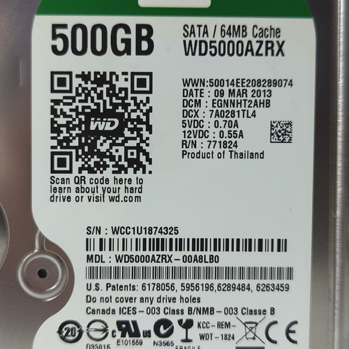 Western Digital WD Green 500GB WD5000AZRX 3.5" SATA III 64MB Cache Hard Drive - Picture 3 of 5
